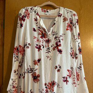 J. JILL TUNIC SZ L WHITE PEACH BLACK EUC